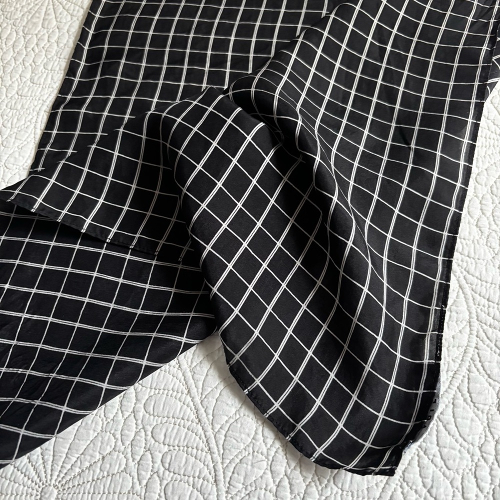 ABLE Navy and White Check Silk Bandana Scarf